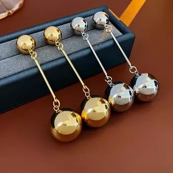 Серебряные серьги-кисточки с иглами и металлическим шариком — ниша моды в европейском и американском стиле Silver Needle серебряный