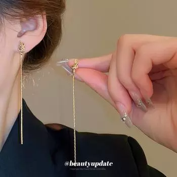 Серебряные серьги-кисточки с игольчатым узлом: Легкие роскошные серьги европейского и американского дизайна из высококачественного металла с индивидуальным дизайном Silver Needle золотой