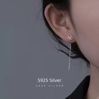 Серебряные серьги-кисточки «Снежинка» — корейский стиль для женщин ES2371