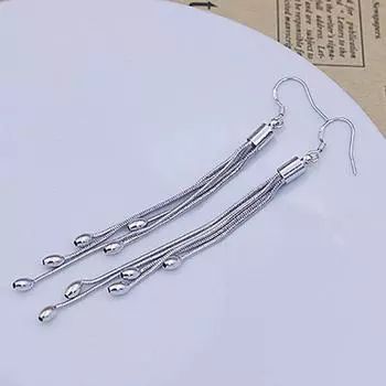 Серебряные серьги-кольца, женские серьги-кольца средней длины, пасторальные серьги