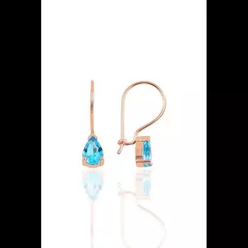 Серебряные серьги-крючки с камнями и аквамарином