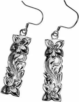 Серебряные серьги Leilani Hawaiian Jewelry Scroll Plumeria Cut Out Plate, серебро 925 пробы (Волна) &