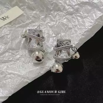 Серебряные серьги-подвески с бриллиантами и бусинами в стиле хип-хоп, модный и шикарный дизайн