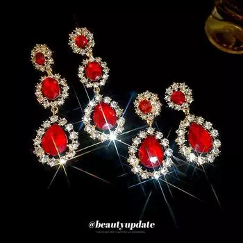 Серебряные серьги-подвески с бриллиантами в форме цветка для женщин - стиль ретро-ниши, модный, роскошный, первоклассный дизайн Short красный