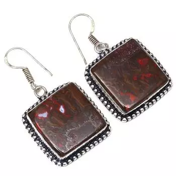 Серебряные серьги ручной работы с агатовым камнем 1,5 дюйма