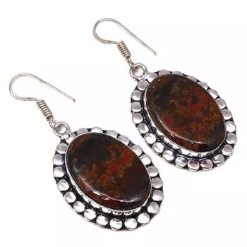 Серебряные серьги ручной работы с агатовым камнем 1,5 дюйма