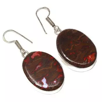 Серебряные серьги ручной работы с агатовым камнем 1,75