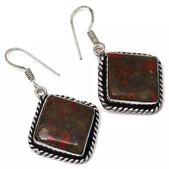 Серебряные серьги ручной работы с агатовым камнем 1,5 дюйма