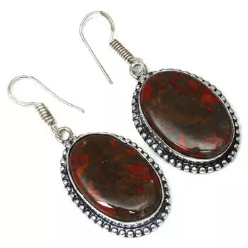 Серебряные серьги ручной работы с агатовым камнем 1,5 дюйма