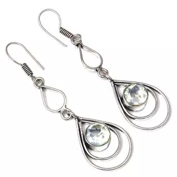 Серебряные серьги ручной работы с белым топазом 1,5