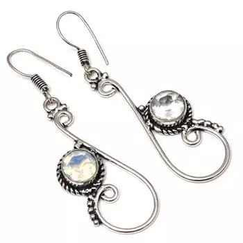 Серебряные серьги ручной работы с белым топазом 1,5