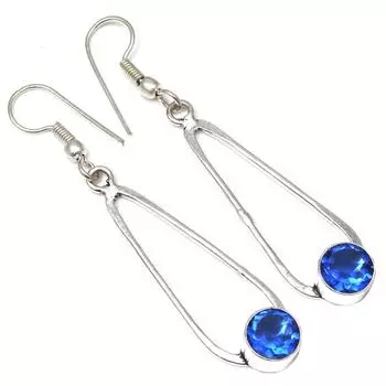 Серебряные серьги ручной работы с драгоценным камнем из кварца танзанита 1,5 дюйма