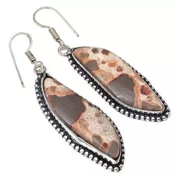 Серебряные серьги ручной работы с драгоценными камнями из яшмы «птичий глаз» 1,5 дюйма