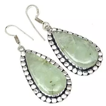 Серебряные серьги ручной работы с драгоценными камнями пренит марлен 1,5 дюйма