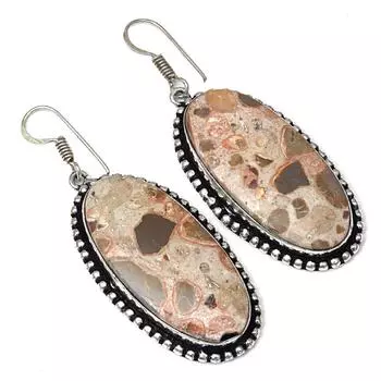 Серебряные серьги ручной работы с драгоценными камнями из яшмы «птичий глаз» 1,5 дюйма