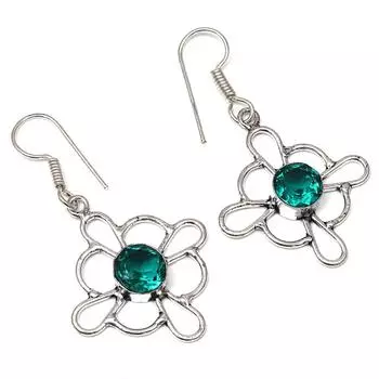 Серебряные серьги ручной работы с драгоценными камнями хромдиопсид 1,75