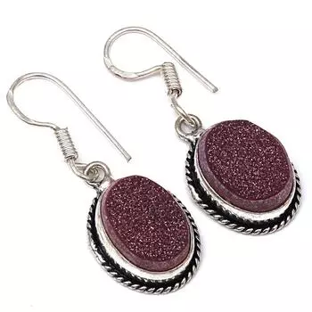 Серебряные серьги ручной работы с красным драгоценным камнем Sunsitara 1,5 дюйма