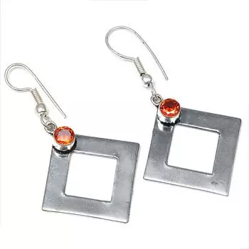 Серебряные серьги ручной работы с мозамбикским гранатом 1,5 дюйма