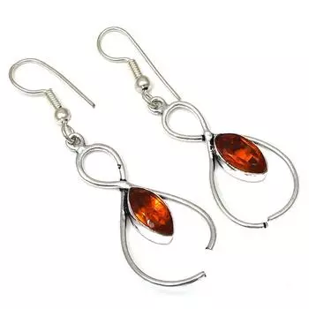 Серебряные серьги ручной работы с мозамбикским гранатом 1,5 дюйма