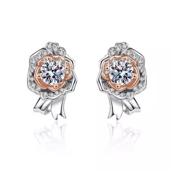 Серебряные серьги S925 Cold Wind Mossan с бриллиантами A pair of 1 carat (50 poi