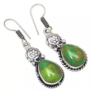 Серебряные серьги с драгоценными камнями бирюзового цвета ручной работы для нее 1,5