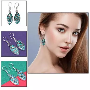 Серебряные серьги с непальским тибетским бирюзовым лазуритом 1,5 дюйма