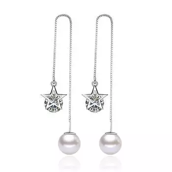 Серебряные серьги с пентаграммой, женские модные серьги с бахромой и эффектом снижения темперамента, украшения для ушей