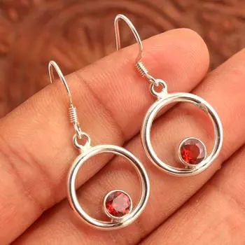 Серебряные серьги с подвесками из граната, цитрина, перидота, аметиста, ювелирные изделия ручной работы, серебро 925 пробы, женские серьги красный