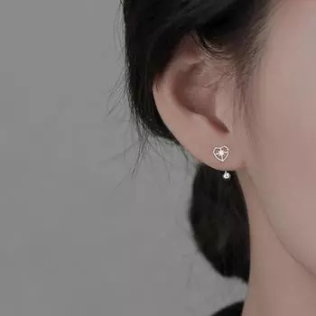 Серебряные серьги с покрытием S925, восемь звезд, винты, гвозди, изысканные ушные крючки в форме сердца, полые серьги из риса с цирконом, женские серьги