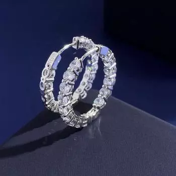 Серебряные серьги с преувеличенным кругом в стиле Ins, легкие, роскошные, изысканные серьги с бриллиантами, серьги Cold Wind