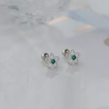 Серебряные серьги с застежкой-пряжкой и пятью лепестками, свисающие сзади, милые маленькие свежие летние серьги для женщин