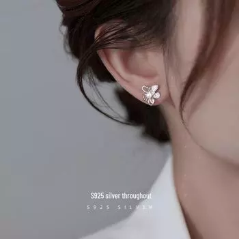 Серебряные серьги с жемчугом Banyan Tree Hibiscus - простые женские украшения в виде 3D-цветков ES2408 золотой