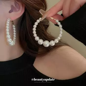 Серебряные серьги с жемчугом неправильной формы — преувеличенный европейский и американский дизайн, простая ниша для поездок на работу. Silver Needle белый