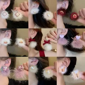 Серебряные серьги-сердечки с жемчугом и иглами: Элегантная осенне-зимняя мода для женщин pearl heart