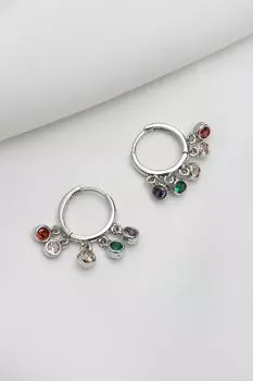 Серебряные серьги Шакира с цветными камнями