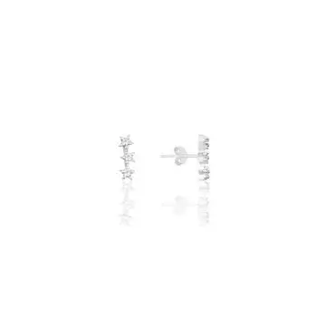 Серебряные серьги со звездами из родия и циркона