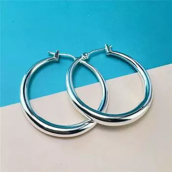 Серебряные серьги ювелирные изделия 3D круглые серебряные серьги S925 гладкие модные серьги 4,5 см бутик ювелирных изделий