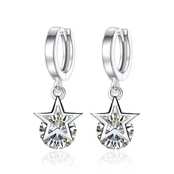 Серебряные серьги в форме пятиконечной звезды для девочек, модные короткие серьги в корейском стиле с кисточками, универсальные серьги-кольца
