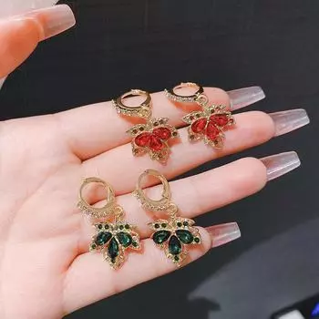 Серебряные серьги в стиле ретро с кленовым листом для женщин 2024 года — простые легкие роскошные украшения красный