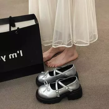 Серебряные толстые кроссовки Pops женские осенние кроссовки для увеличения роста с дышащими вставками в стиле ретро 35 серебряный