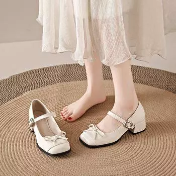 Серебряные туфли Мэри Джейн, модные и удобные женские туфли-одиночки, летний темперамент, туфли на толстом каблуке 34 серебряный