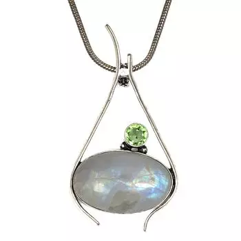 Серебряные украшения 2,25-дюймовый кулон с драгоценными камнями, радужным лунным камнем, Пасха