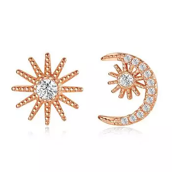 Серебряные украшения Элегантные асимметричные серьги-гвоздики в форме звезды и луны для похудения, серьги-гвоздики в форме бродячей звезды для женщин