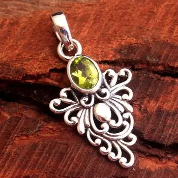 Серебряные украшения, кулон ручной работы, кулон из стерлингового серебра 925 пробы, подарки для нее, модные украшения зелёный