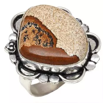 Серебряные украшения ручной работы из драгоценных камней «9» с изображением яшмы