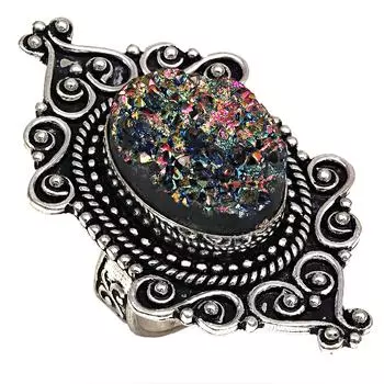 Серебряные украшения ручной работы из титанового друзового камня 6.5