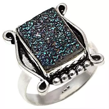 Серебряные украшения ручной работы из титанового друзового камня 9