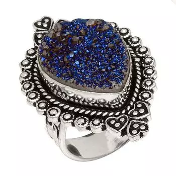 Серебряные украшения ручной работы из титанового друзового камня 7