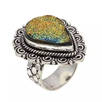 Серебряные украшения ручной работы из титанового друзового камня 8