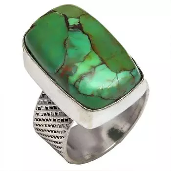 Серебряные украшения ручной работы из зеленого медно-бирюзового драгоценного камня 7.5